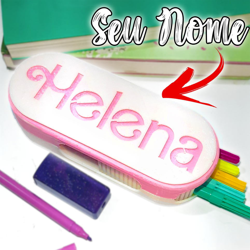 Estojo Personalizado Com Nome Premium Abre e Fecha Presente Criança