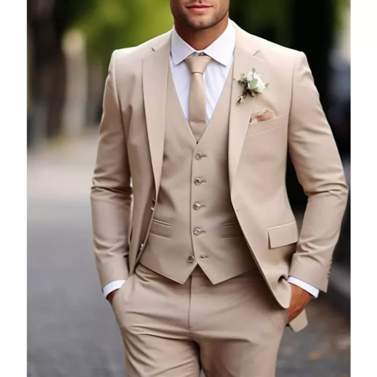 Terno Masculino Bege Slim Fit- Corte Italiano, Tec