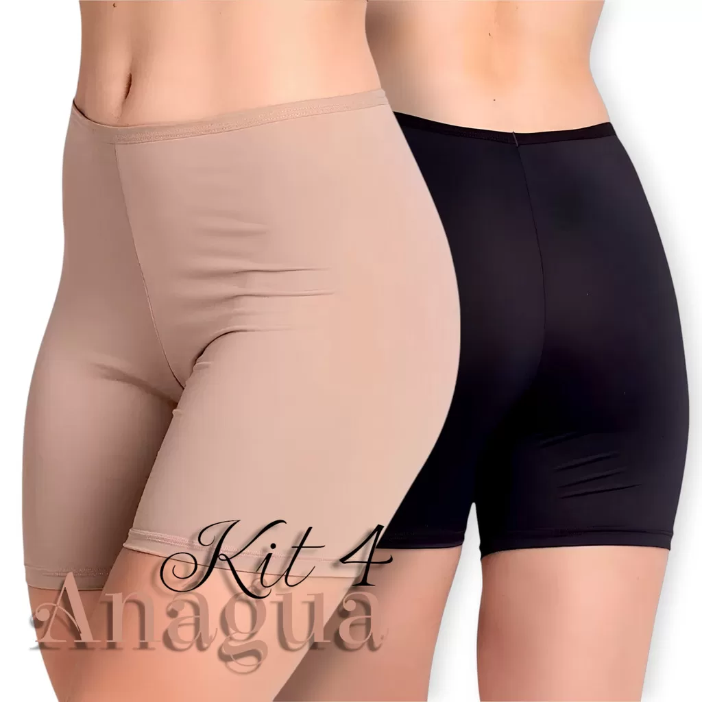 Kit 4 Bermuda Short Anágua Segunda Pele Short Feminino Lingerie Feminina Langerie