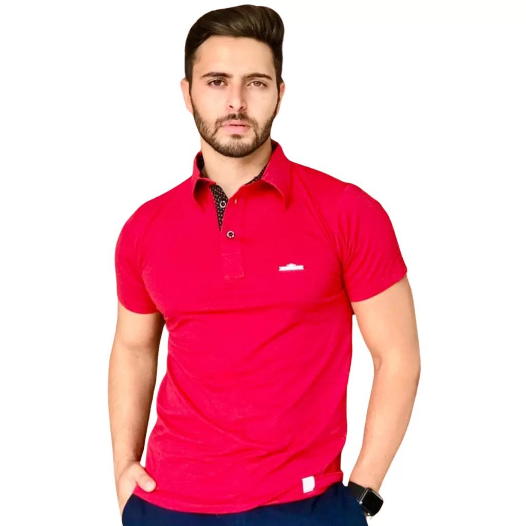 Camisa Masculina Gola Polo Vermelha Piquet Algodão com Elastano Lisa do P ao XG