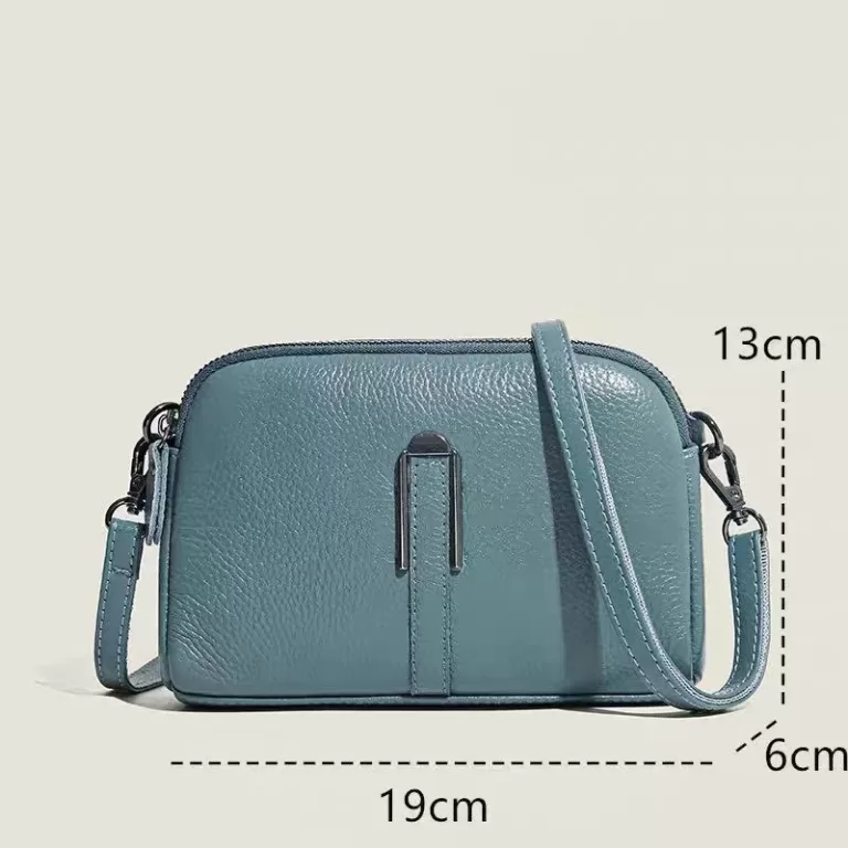 (1118)Bolsa feminina de couro legitimo, com zíper