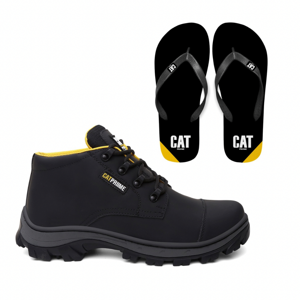 BOTA CANO CURTO CONFORTO E FLEXIBILIDADE PALMILHA EM GEL COM C.A 47751 + CHINELO BAISC