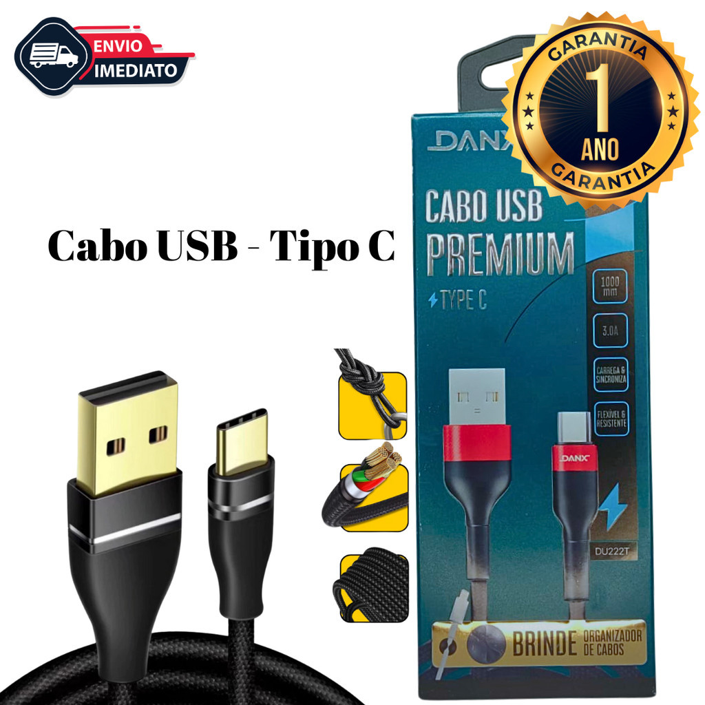 Cabo Rápido USB Tipo-C 3.0A – Alta Durabilidade e Eficiência Iphone 15 pra cima Envio Imediato