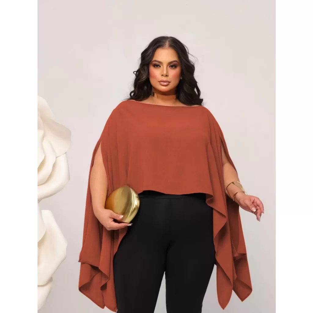 Bata Capa Estilo Boho Plus Size Blusa Capa Feminina Multi Formas Cropped Dia dos Namorados