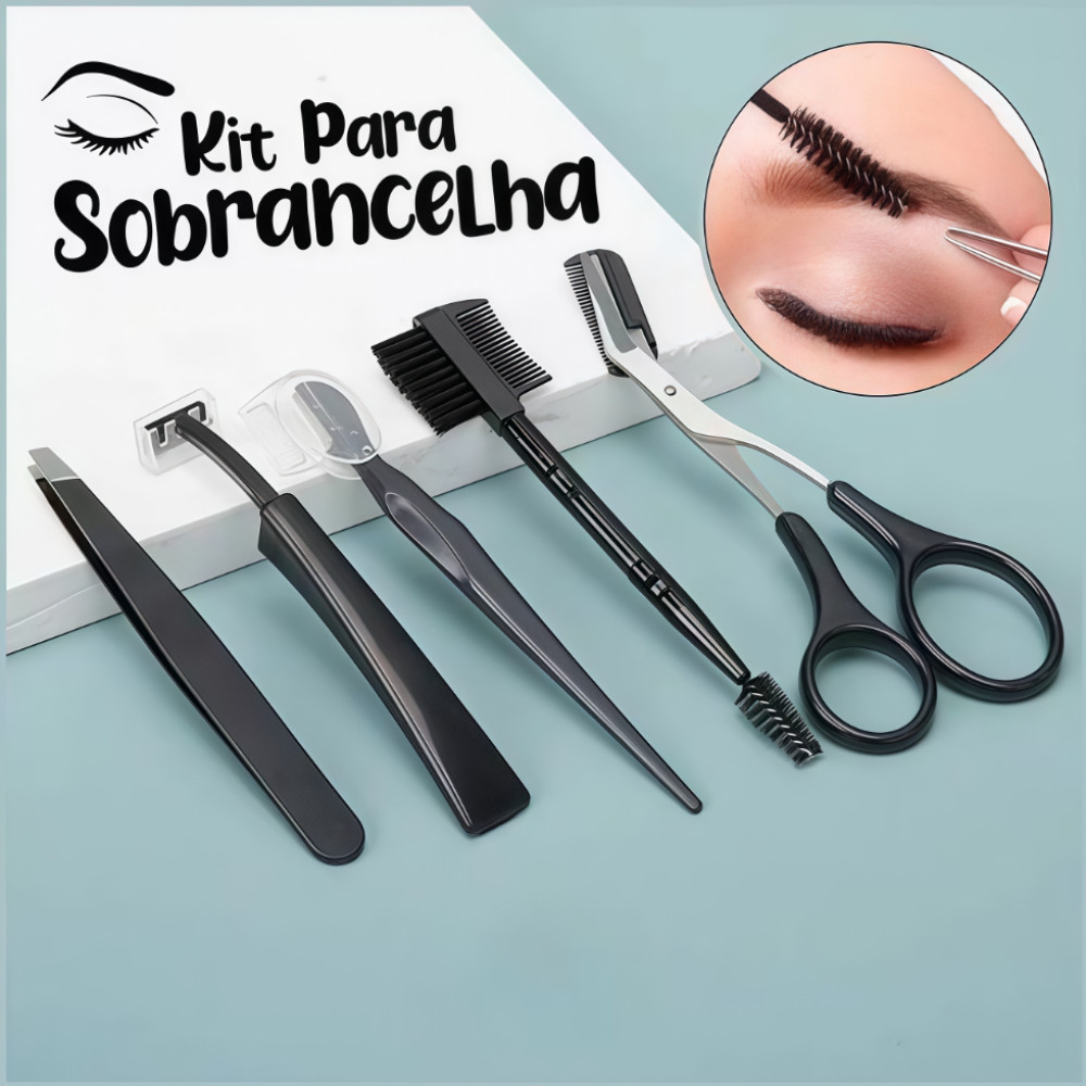 Kit 5 Pçs/Aparador de Sobrancelha Inclui Facial Face Razors Eyebrow Escova Tesoura Pinça Com Saco De