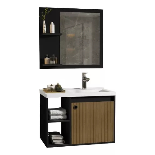 Gabinete de Banheiro  Prateleira Uma Porta + Cuba 