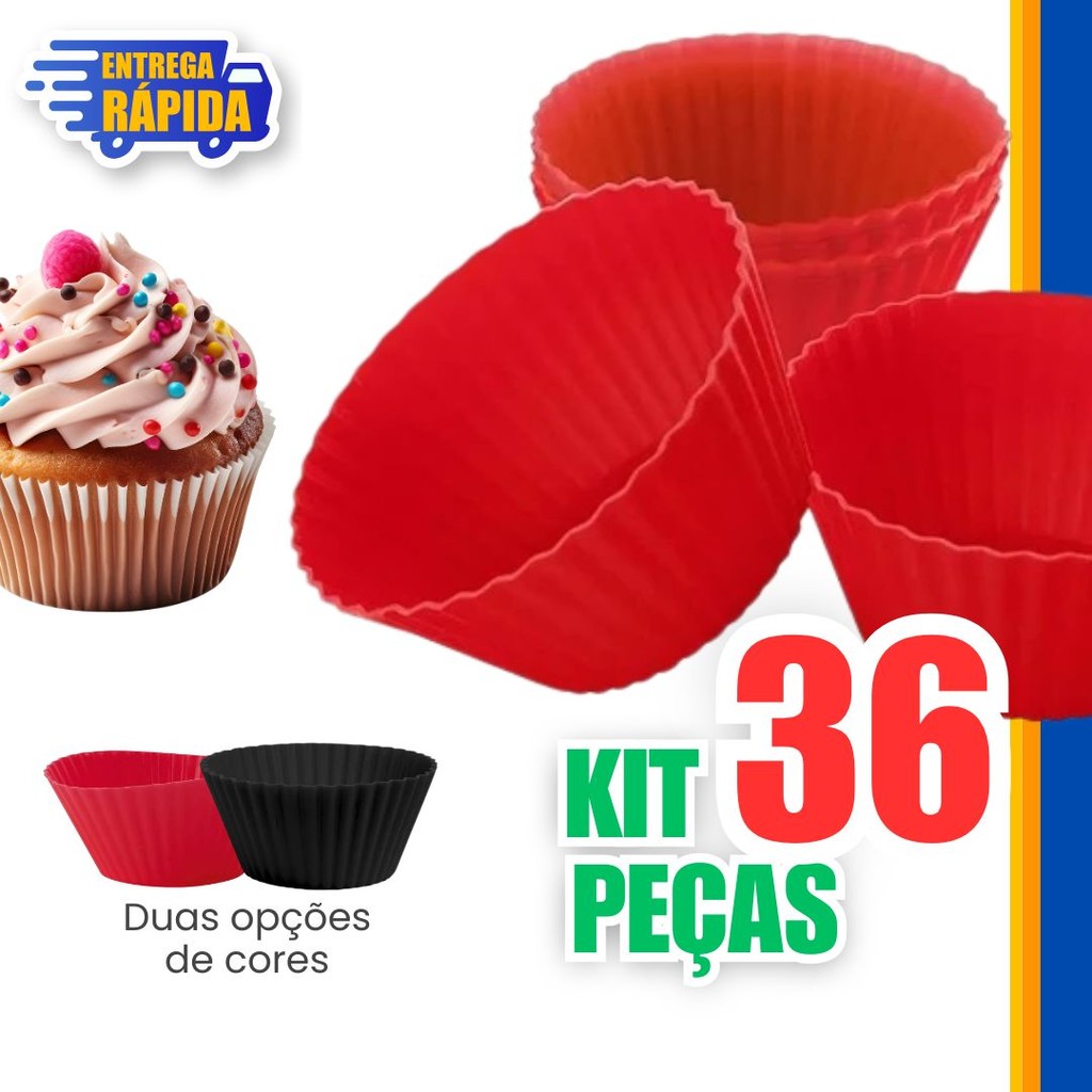 36 Mini Forma de Silicone para Cupcake Bolo Gelatina e Mini Muffin levar ao Microondas, Air Fryers
