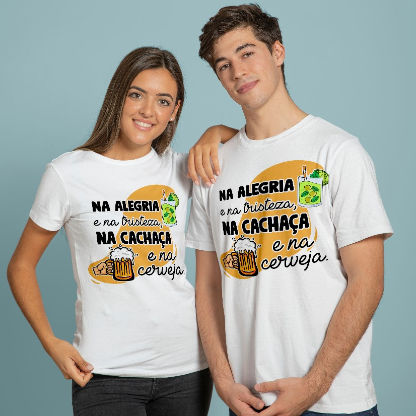 Kit Camisetas para Namorados 100% Poliéster – Camiseta Casal – Camiseta Namorados Personalizada