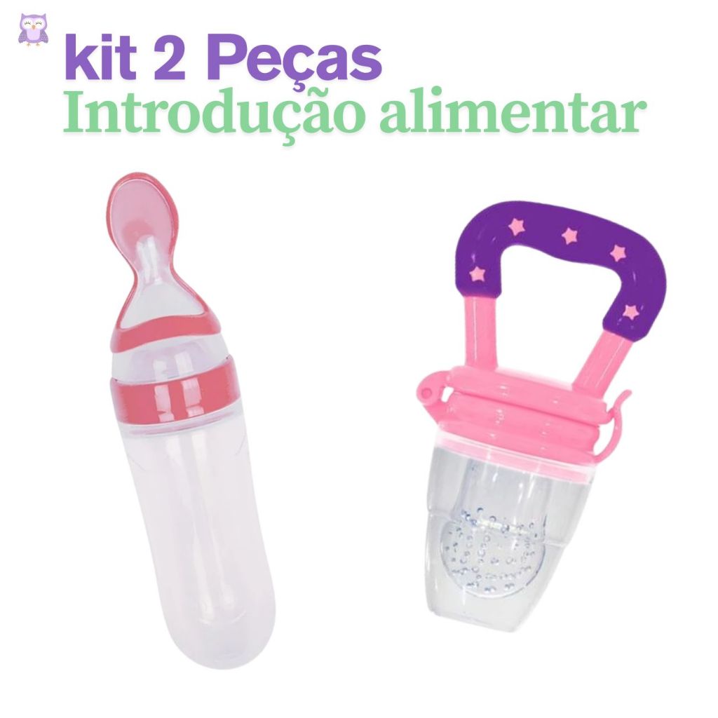 Kit Introdução Alimentar Bebê Colher Dosadora + Chupeta Alimentadora – Alimentação Segura e Prática