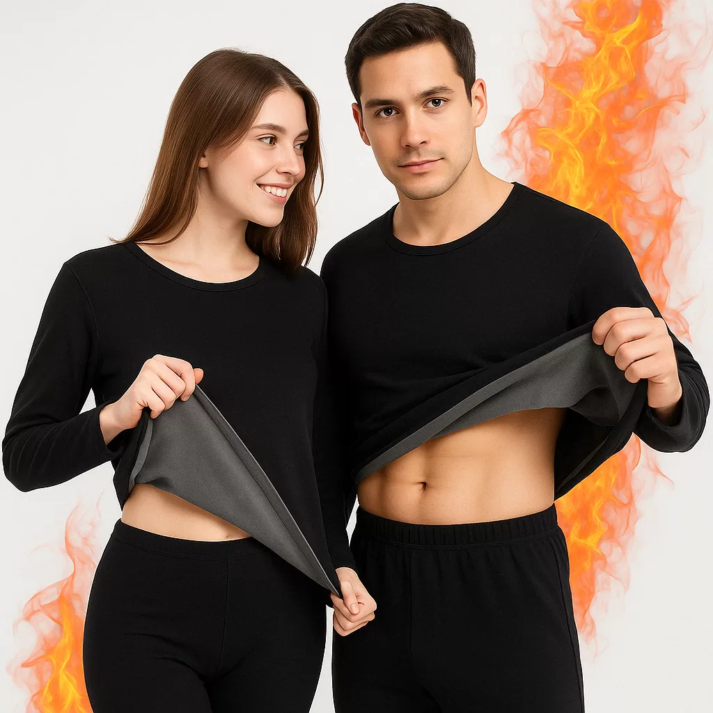 Conjunto Segunda Pele Térmica Flanelado Frio Intenso Preto masculino feminino