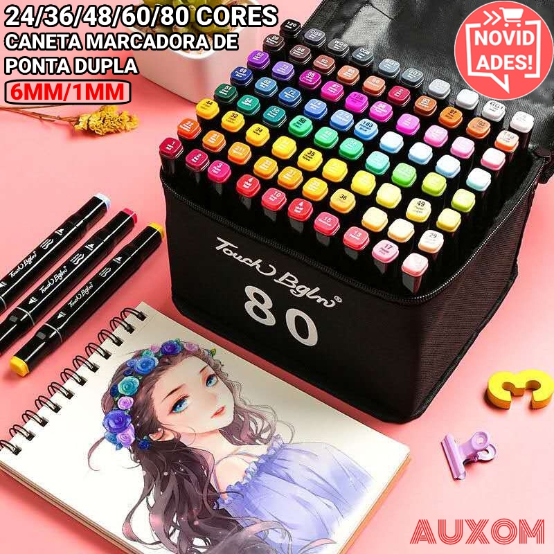 24/36/48/60/80 Cores Marcadores Caneta Marcadora de Ponta Dupla Esboço Escrita Pintura Sublinhada