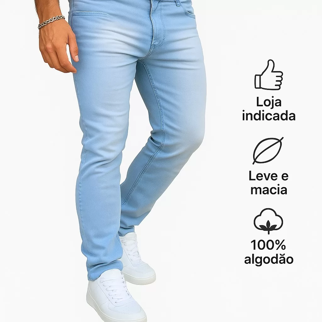 Calça jeans masculina slim clara original linha premium envio imediato promoção