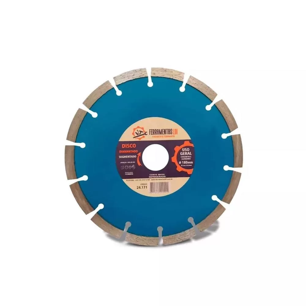 Disco Diamantado 7 Polegadas 180mm Segmentado Furo 22mm Ferramentas LDI