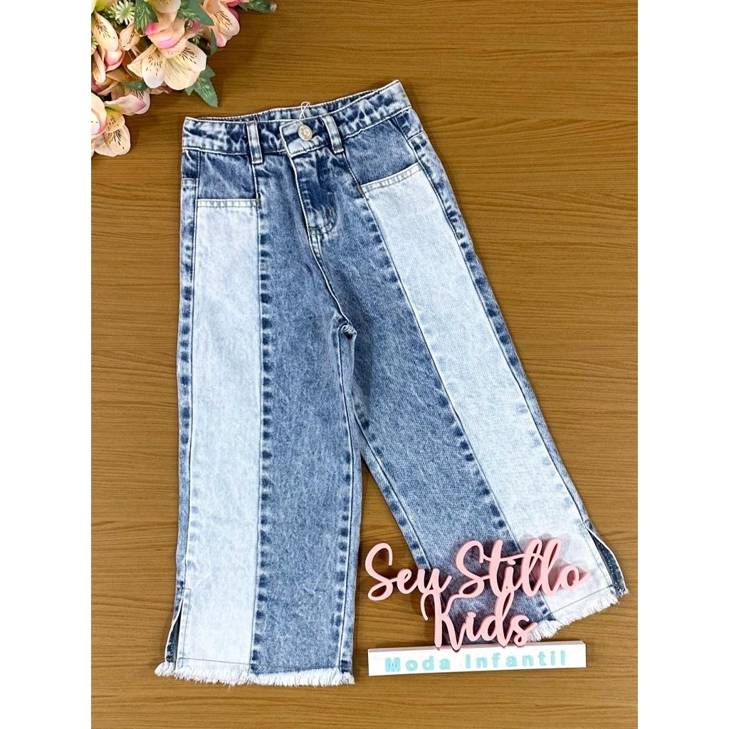 Calça Wide Leg Infantil Mon Sucré Inverno Jeans