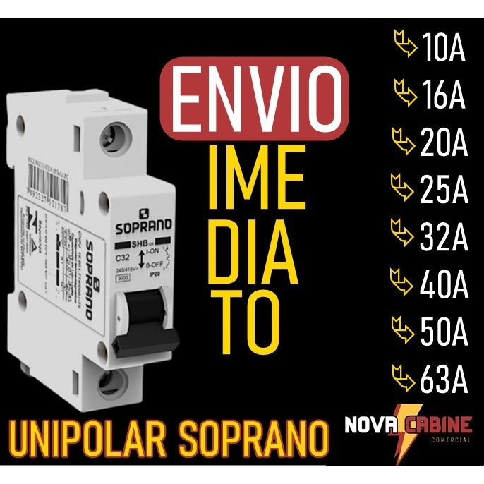 Mini Disjuntor Monopolar Unipolar Unifásico SOPRA