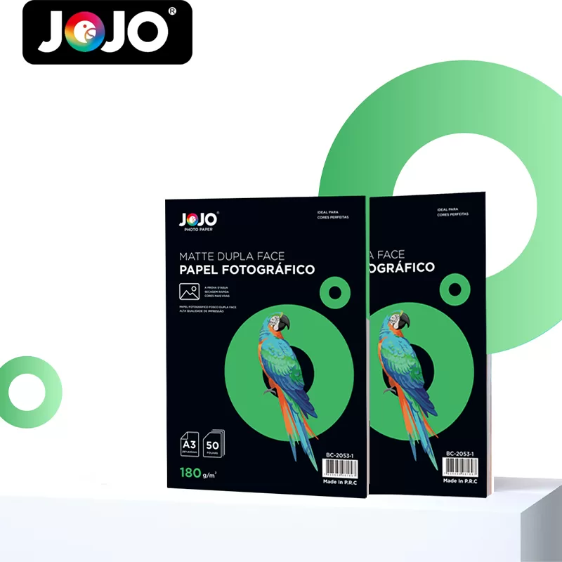 Papel Fotográfico JOJO A3 Matte (Fosco) DUPLO FACE 180g 200 Folhas- p/ impressão jato de tinta.