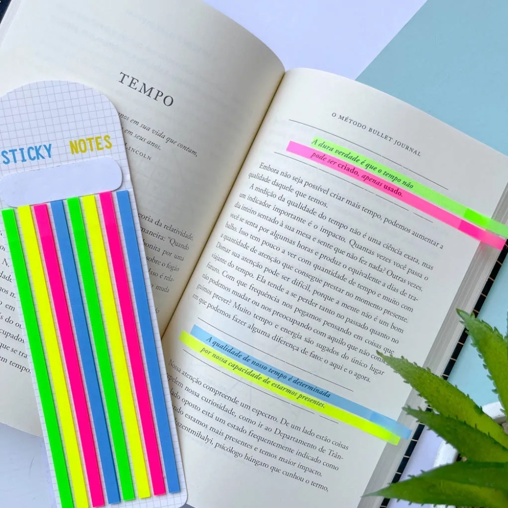 Kit – Marcadores Transparentes Lembrete, Marca Textos –  Sticky Notes para Livros, anotaçãoes e Escr