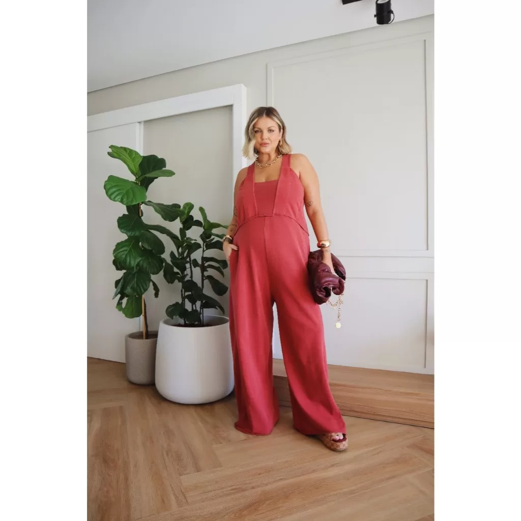 Jardineira Feminina Estonada Bella PLUS SIZE G1 AO G3