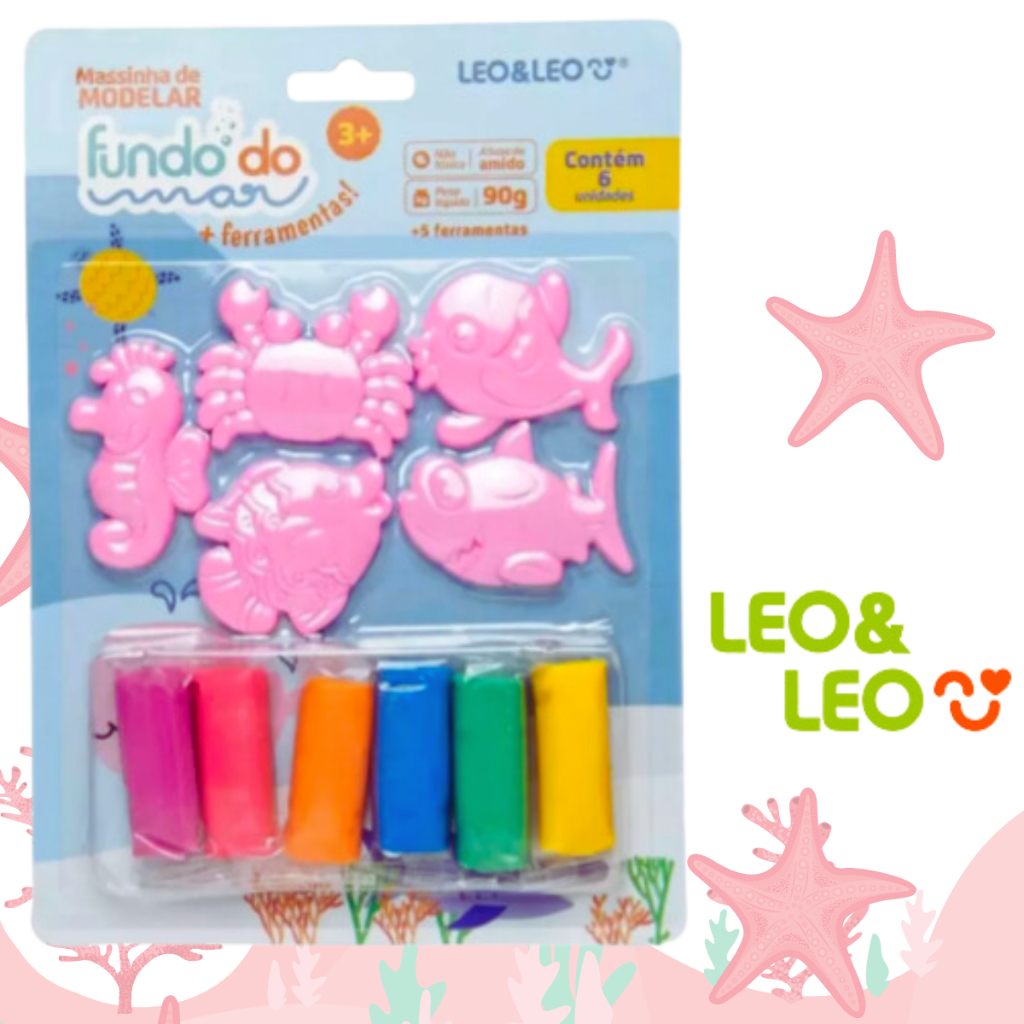 Kit Massa De Modelar Fundo Do Mar Massinha com molde brinquedo infantil