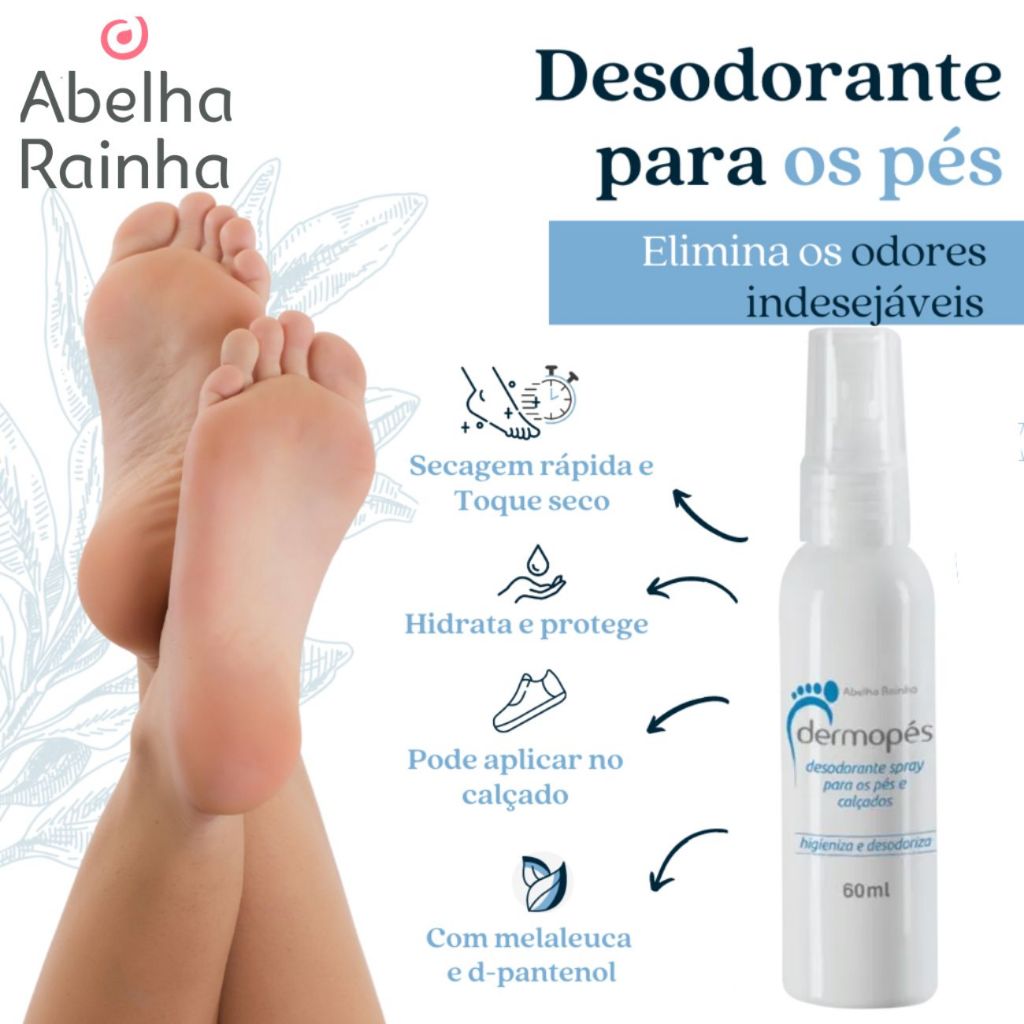 Desodorante Spray Para Pés E Calçados com Efeito Refrescante Abelha Rainha