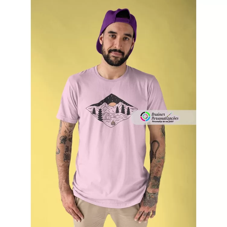 Camiseta Noite Acampada Anti Pilling 100% Malha Pr