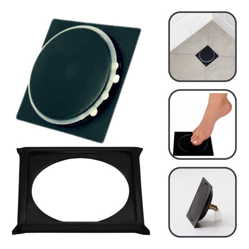 Ralo Click Preto Oculto Inteligente Inox 15×1