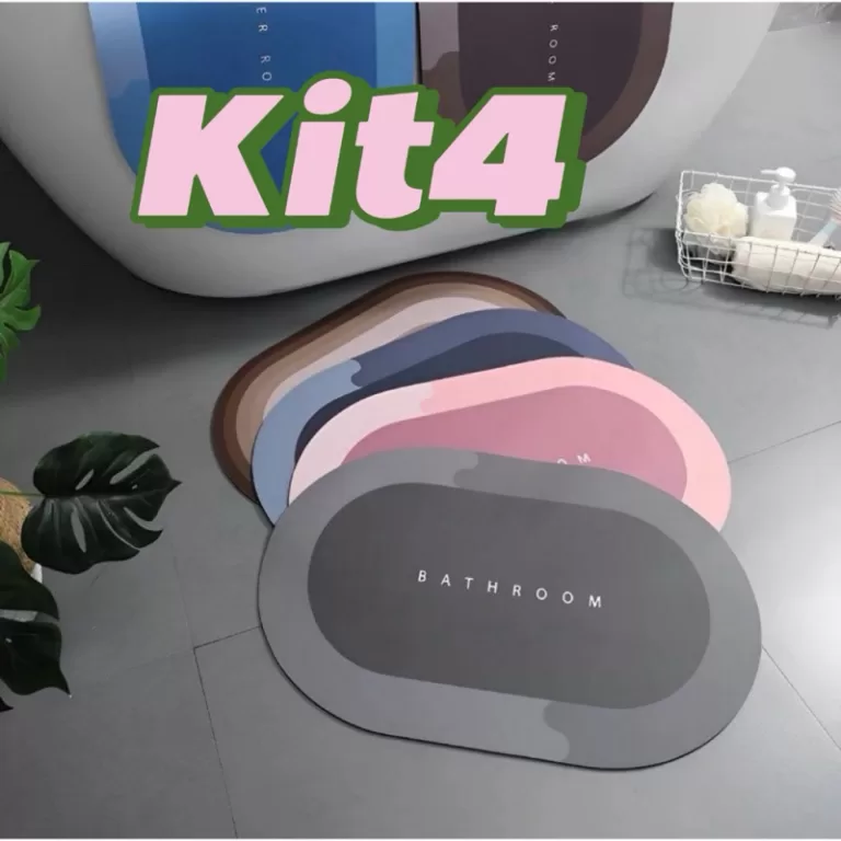 Kit 4 Tapete Absorvente Antiderrapante Para Banhei