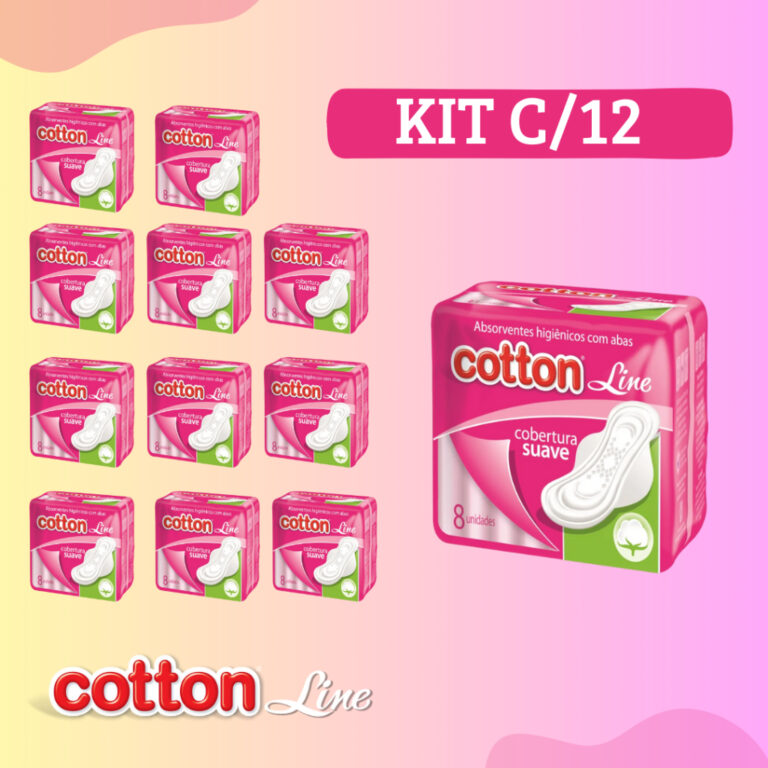 Kit 12 Absorvente Cotton Line Cobertura Suave Com 