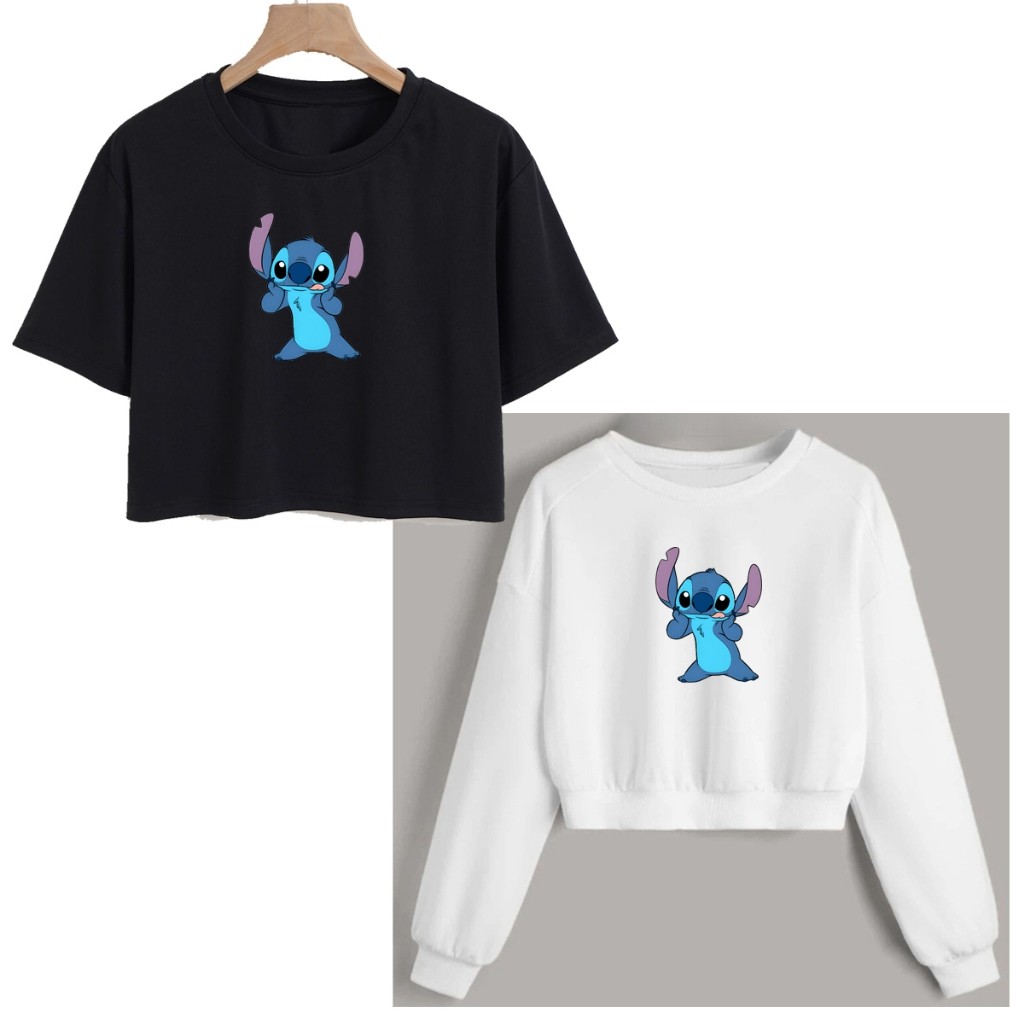 Kit 2 peças blusa moletom cropped e t-shirt cropped de algodão Lilo oferta