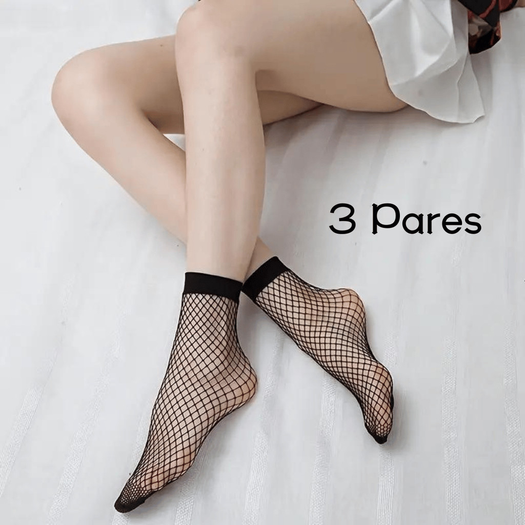 Kit 3 pares de Meias arrastão para adulto cano médio