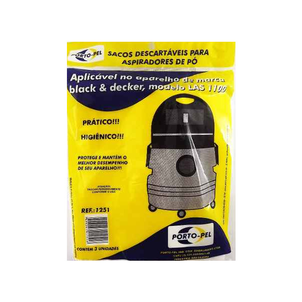 Saco Para Aspirador de Pó Descartavel 3 Uni. Blac