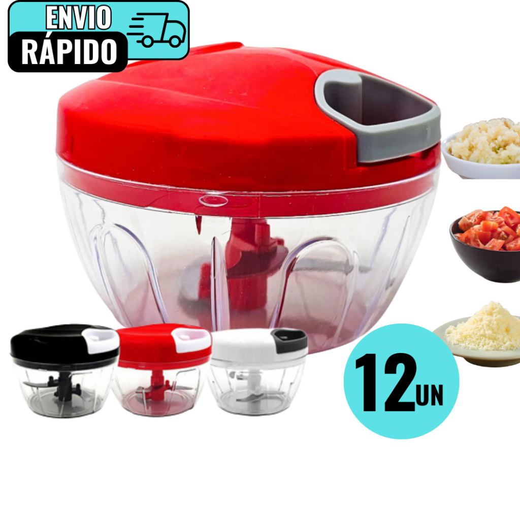 Conjunto 12 Unidades Processador de Alimentos 500 ML Tritura Alho Tempero Legume Vegetal Cebola