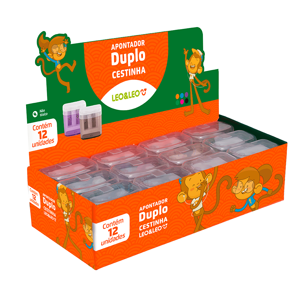 APONTADOR DUPLO CESTINHA COM DEPÓSITO / LEOELEO / MATERIAL ESCOLAR