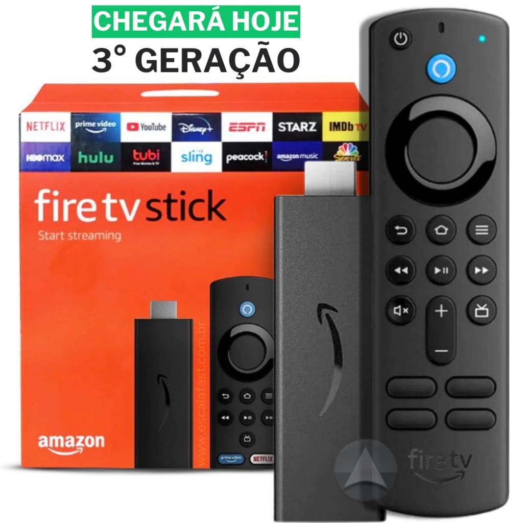 Novo Amazon Fire Stick TV Full HD 3. Geração Alexa Comando de Voz Original – Preto