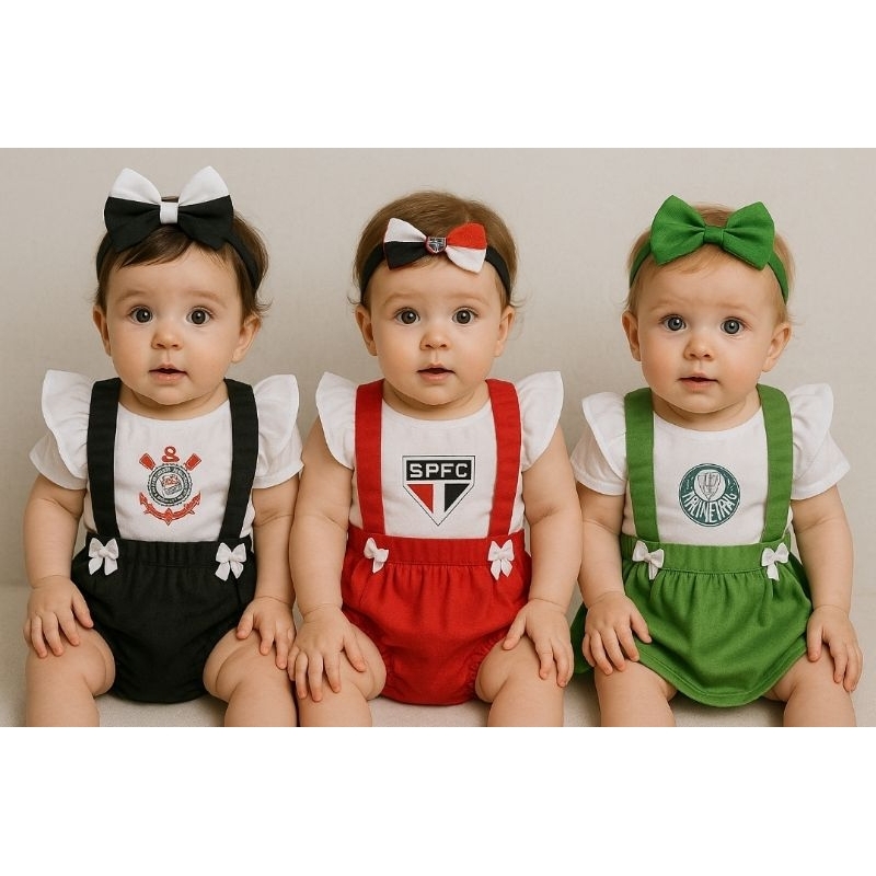 Romper / Vestido Temático De Time Corinthians Santos Palmeiras Sao paulo Temático Mesversário Body V