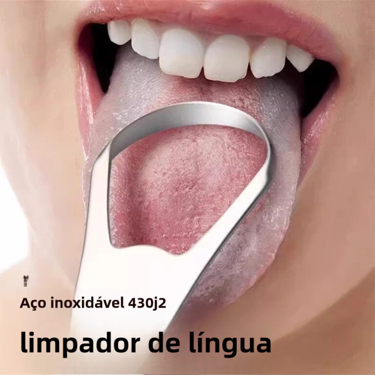 Kit 2 Limpador de Lingua Removedor Aço Inox mal h