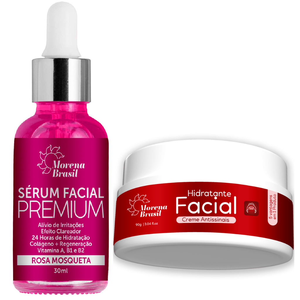 Kit Creme Antissinais + Sérum Rosa Mosqueta – Hidratação e Renovação | Morena Brasil