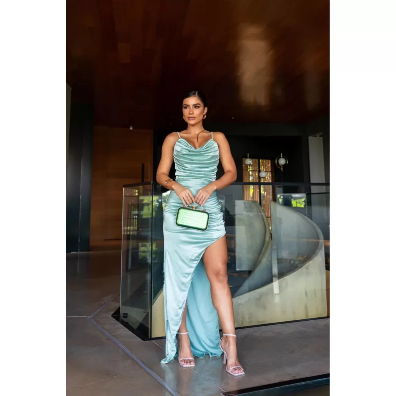 vestido de festa longo madrinha formatura casamento convidada debutante elegante verde menta