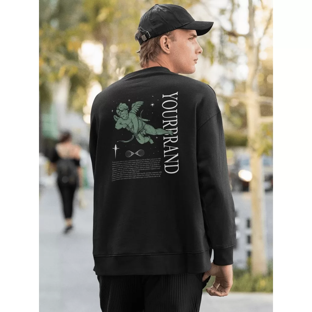 Moletom Careca Blusa de Frio Suéter Gola Redonda Masculino Casual Streetwear 100% Algodão Estampa –