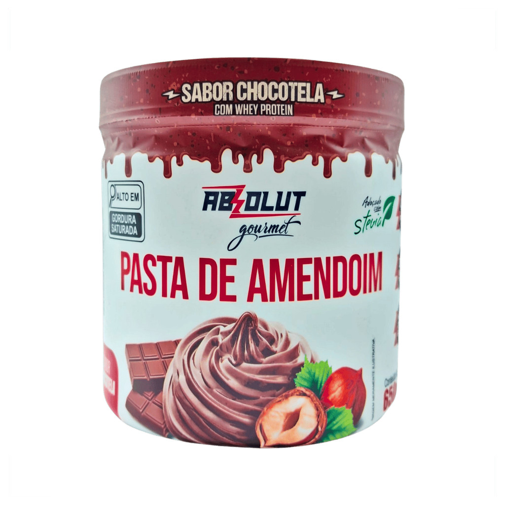 Pasta de Amendoim Gourmet Sabor Chocotela com Whey Protein 650g Marca Absolut – Não Contém Glúten