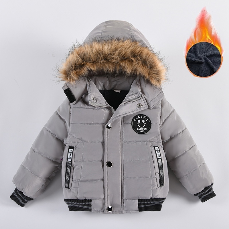 Nova jaqueta outono inverno meninos Gola de pele quente moda com capuz zíper agasalhos presente de a