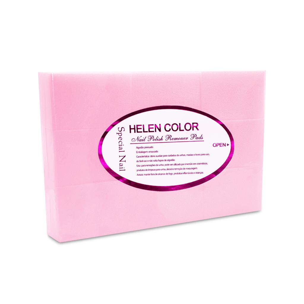 Algodão Prensado Removedor de Esmalte Unhas Sem Fiapo Rosa, Helen Color