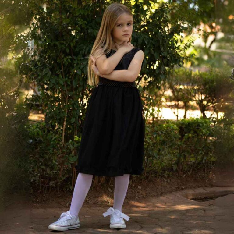 Vestido midi Preto infantil Halloween Dia das brux