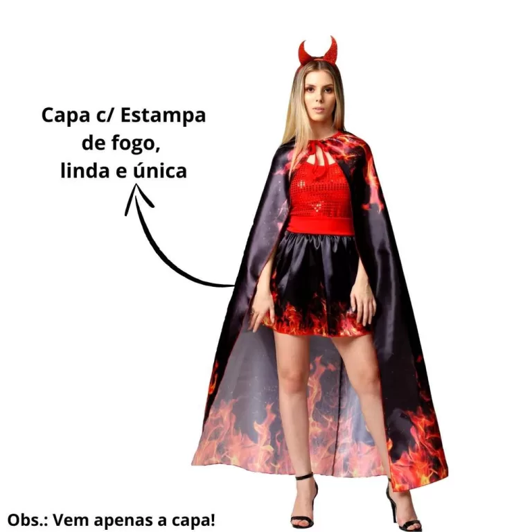 Capa Fantasia Cosplay Chamas Halloween Adulto Aces