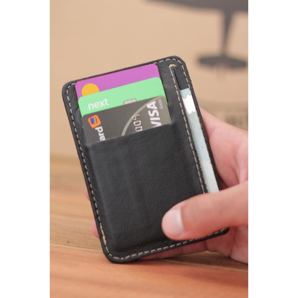 Carteira Porta Cartao Masculina Super Compacta Ultra Slim Fina Couro legitimo Porta Cartão, CNH