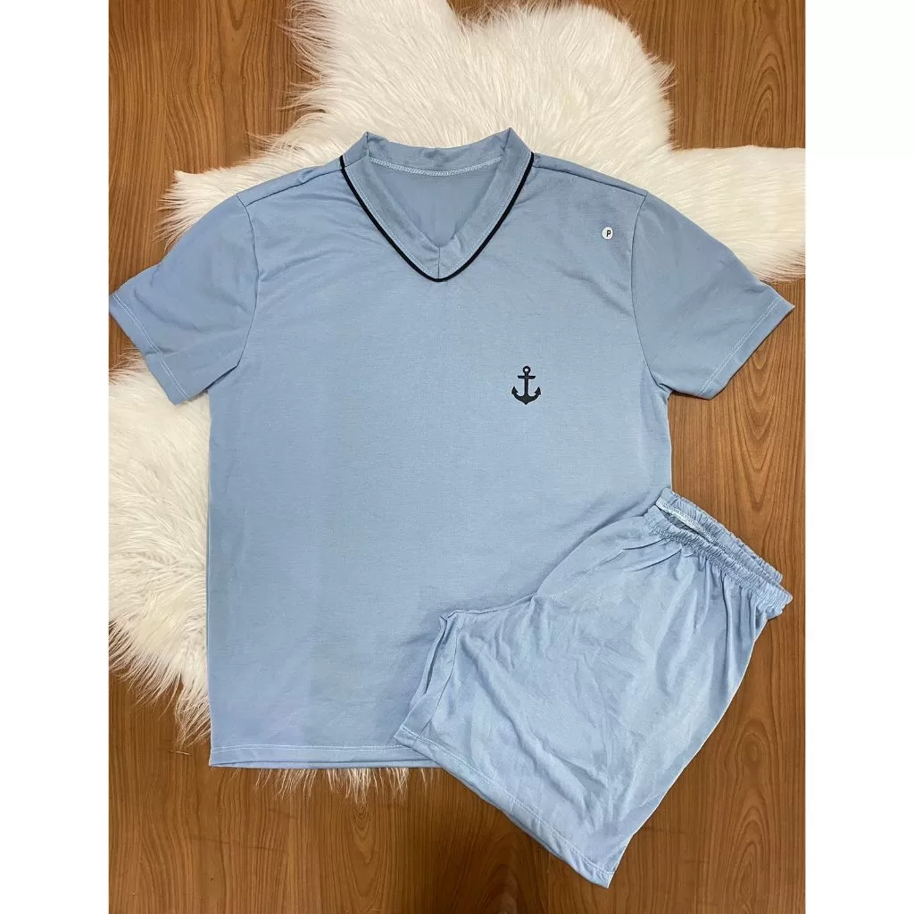 Pijama Masculino Verão Malha Premium | Conjunto Fresco e Confortáve