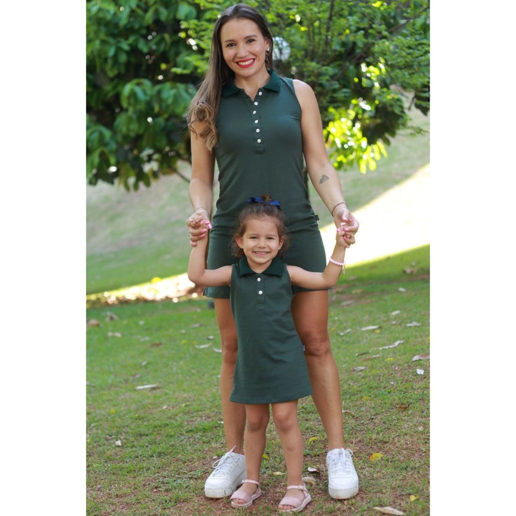 Kit vestidos polo tal mãe tal filha verde musgo