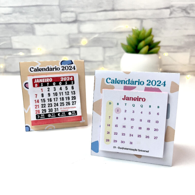 Mini calendário de mesa 2024