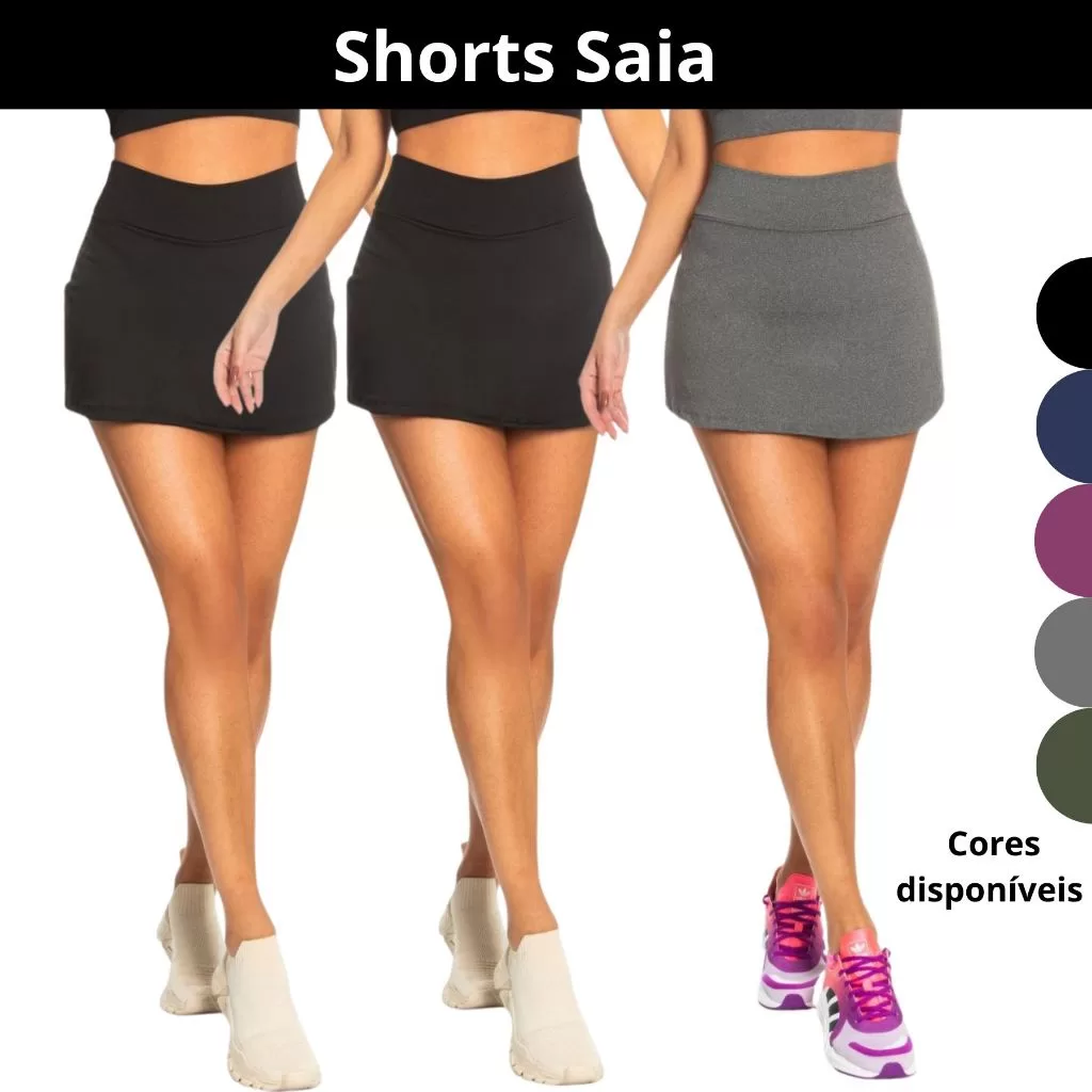 KIT COM 3 SHORT SAIA FEMININO FITNESS PARA ACADEMIA E TREINO 90522-K3-C1