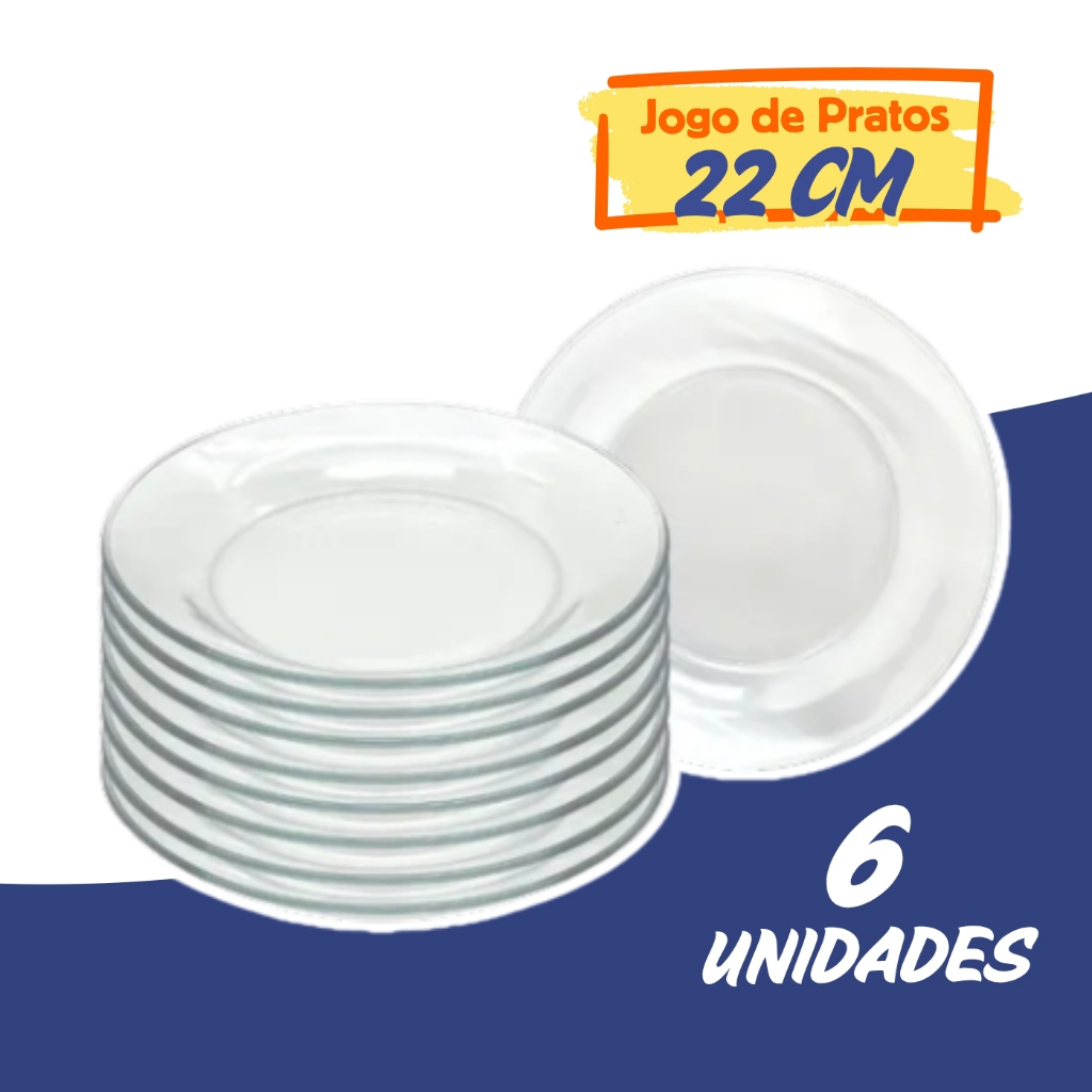 Jogo De Prato Fundo Vidro Transparente